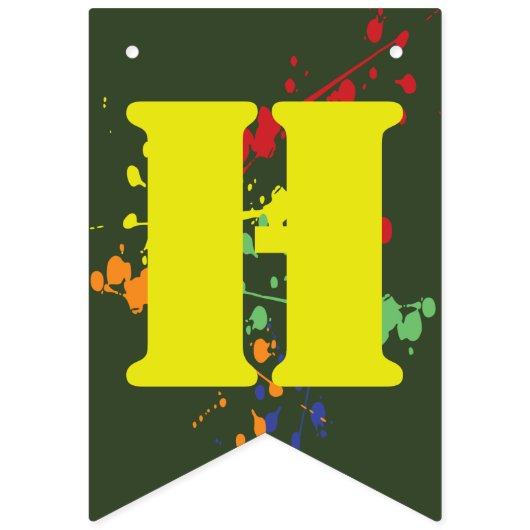 アーミーグリーンペイントボールパーティーハッピーバースデー時代 バンティングフラッグ (第1の旗)