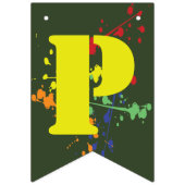 アーミーグリーンペイントボールパーティーハッピーバースデー時代 バンティングフラッグ (第3の旗)