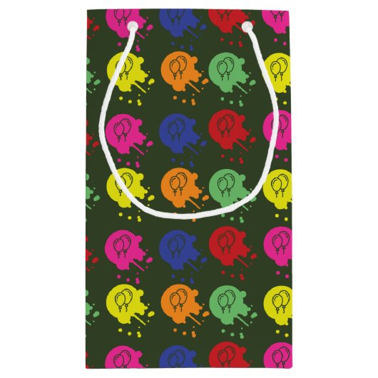 アーミーグリーンペイントボールパーティーバルーンパターン スモールペーパーバッグ (裏面)