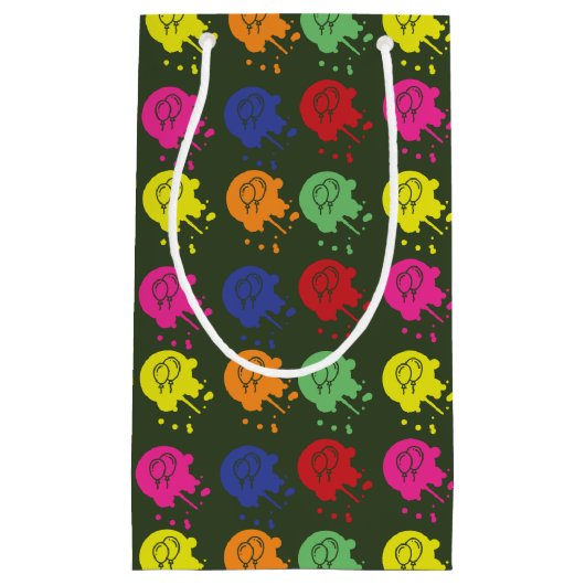 アーミーグリーンペイントボールパーティーバルーンパターン スモールペーパーバッグ (正面)