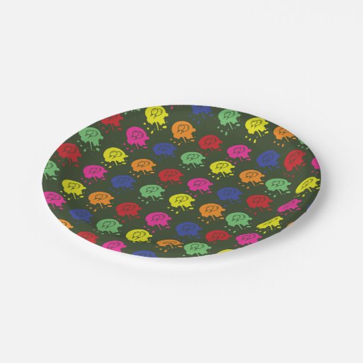 アーミーグリーンペイントボールパーティーバルーンパターン ペーパープレート (アングル)