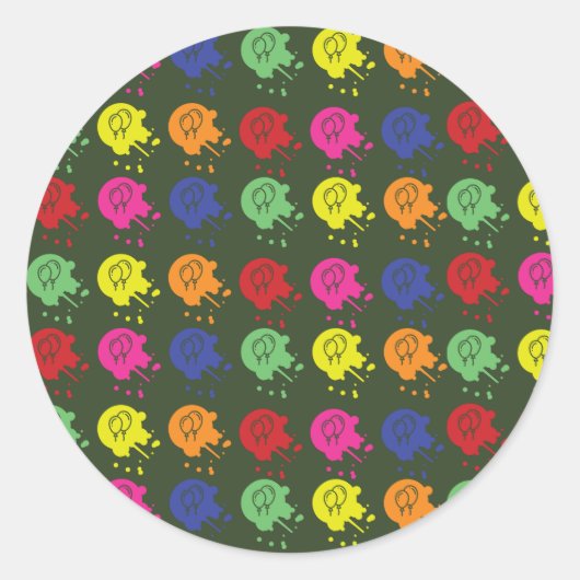 アーミーグリーンペイントボールパーティーバルーンパターン ラウンドシール (正面)