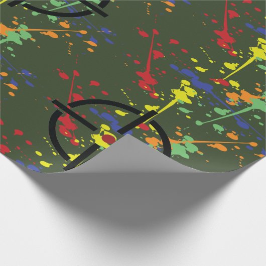 アーミーグリーンペイントボールパーティー（ばちゃばちゃ）跳ねる目標 ラッピングペーパー (角)