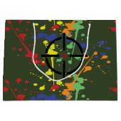 アーミーグリーンペイントボールパーティー(ばちゃばちゃ)跳ねる目標 ラージペーパーバッグ (正面)