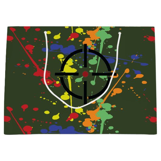 アーミーグリーンペイントボールパーティー(ばちゃばちゃ)跳ねる目標 ラージペーパーバッグ (正面)