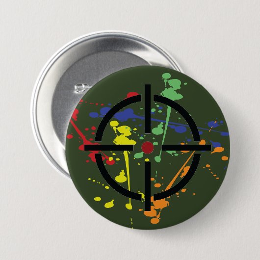 アーミーグリーンペイントボールパーティー(ばちゃばちゃ)跳ねる目標 缶バッジ (正面&裏面)