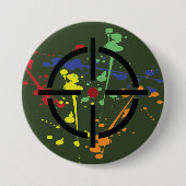 アーミーグリーンペイントボールパーティー(ばちゃばちゃ)跳ねる目標 缶バッジ (正面)