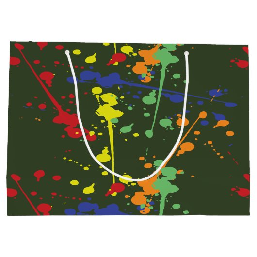 アーミーグリーンペイントボールパーティー(ばちゃばちゃ)跳ねる ラージペーパーバッグ (裏面)