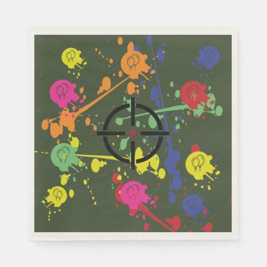 アーミーグリーンペイントボールパーティー スタンダードランチョンナプキン (正面)