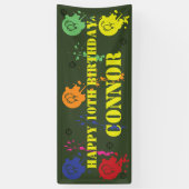 アーミーグリーンペイントボールパーティー 横断幕 (縦)