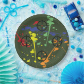 アーミーグリーンペイントボール絵を描パーティー(ばちゃばちゃ)跳ねる ペーパープレート (パーティー)