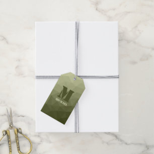 アーミーグリーン光勾配ジオメトリメッシュモノグラム ギフトタグ