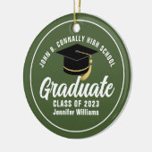 アーミーグリーン卒業カスタム卒業式クリスマス セラミックオーナメント (左)