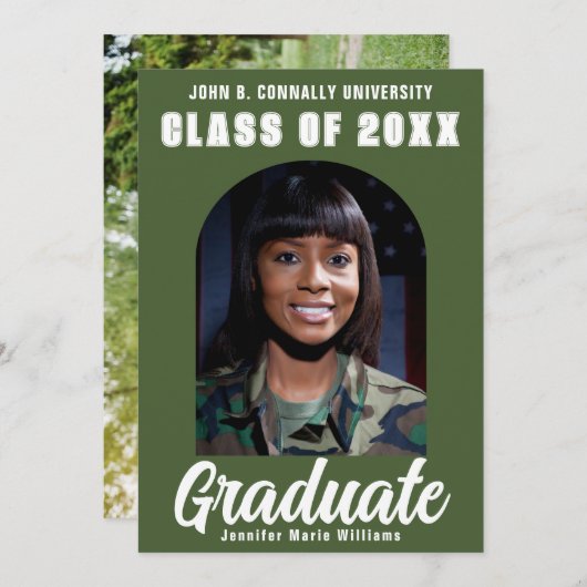 アーミーグリーン大学院フォトアーモダンチ卒業 案内状 (正面/裏面)