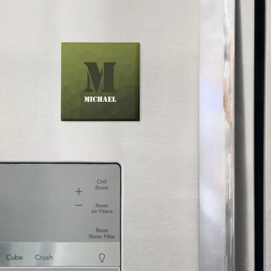 アーミーグリーン暗黒幾何学メッシュパターンモノグラム マグネット (インサイチュ (冷蔵庫))