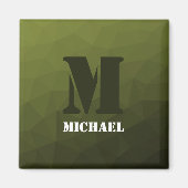 アーミーグリーン暗黒幾何学メッシュパターンモノグラム マグネット (正面)