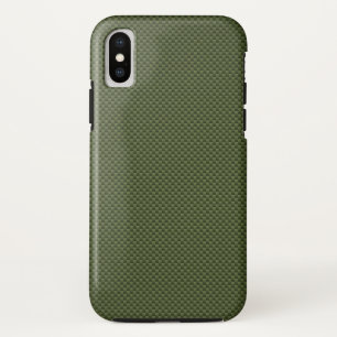 アーミーグリーン炭素繊維スタイルプリント iPhone XSケース