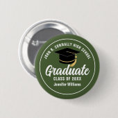 アーミーグリーン軍隊学校卒業名前をカスタムする 缶バッジ (正面&裏面)