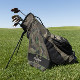 アーミーグリーン迷彩柄軍隊ハンターイニシャルモノグラム ゴルフタオル