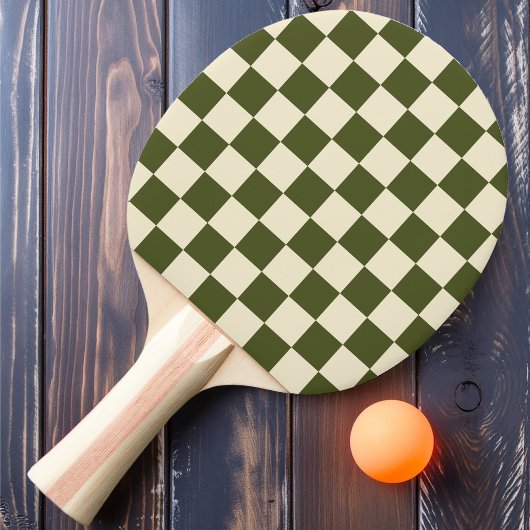 アーミーグリーン&クリー市松模様にム 卓球ラケット