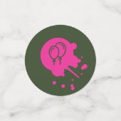 アーミーグリーン – ピンク&イエローペイントボールパーティー コンフェッティ (スモール正面)