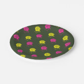 アーミーグリーン – ピンク&イエローペイントボールパーティー ペーパープレート (アングル)