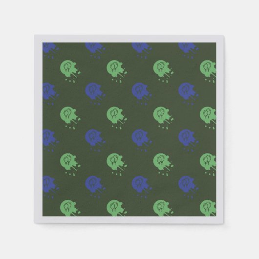 アーミーグリーン&ブルーペイントボールパーティー スタンダードカクテルナプキン (正面)