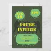 アーミーグリーン ペイントボールパーティー 招待状 (正面)