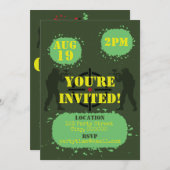 アーミーグリーン ペイントボールパーティー 招待状 (正面/裏面)