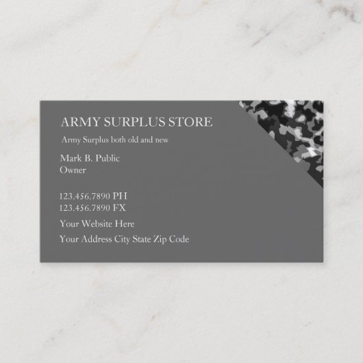 アーミーサプライ小売店 名刺 (正面)