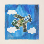 アーミージェット「Art by Kids」 スカーフ<br><div class="desc">アーミージェット「Art by Kids」軍隊飛行機スカイクラウド絵を描の5歳の少年</div>
