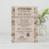 アーミーデザートカモフラージュ軍隊誕生日 招待状 (スタンド正面)