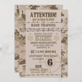 アーミーデザートカモフラージュ軍隊誕生日 招待状 (正面/裏面)