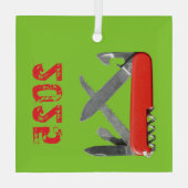 アーミーナイフ数々の – 工具オーナメント ガラスオーナメント (裏面)