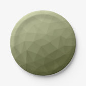 アーミーライトグリーンのグラデーションのジオメトリメッシュパターン ペーパープレート (正面)