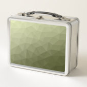 アーミーライトグリーンのグラデーションのジオメトリメッシュパターン メタルランチボックス (正面)