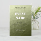 アーミーライトグリーン勾配幾何学的パーティーイベント 招待状 (スタンド正面)