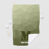 アーミーライトグリーン幾何学メッシュパターンモノグラム ゴルフタオル (インサイチュ)