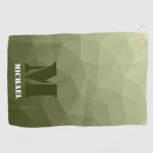 アーミーライトグリーン幾何学メッシュパターンモノグラム ゴルフタオル (横)
