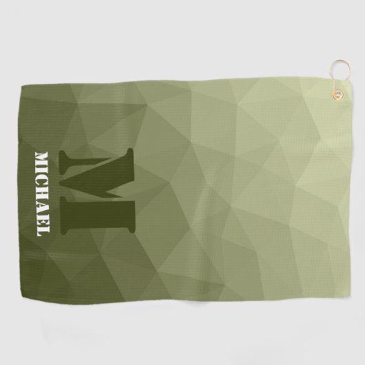 アーミーライトグリーン幾何学メッシュパターンモノグラム ゴルフタオル (横)