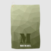 アーミーライトグリーン幾何学メッシュパターンモノグラム ゴルフタオル (正面)