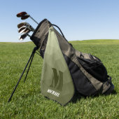 アーミーライトグリーン幾何学メッシュパターンモノグラム ゴルフタオル (グリーン)