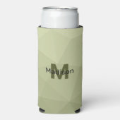 アーミーライトグリーン幾何学メッシュパターンモノグラム スリム缶クーラー (Seltzer正面)