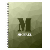 アーミーライトグリーン幾何学メッシュパターンモノグラム ノートブック (正面)