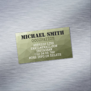 アーミーライトグリーン幾何学メッシュパターンモノグラム マグネット名刺