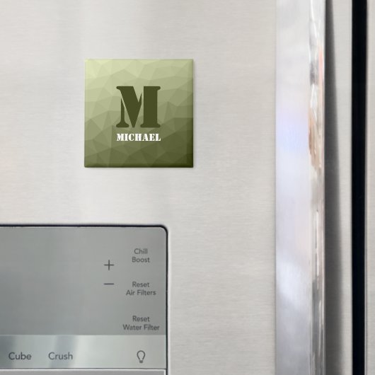 アーミーライトグリーン幾何学メッシュパターンモノグラム マグネット (インサイチュ (冷蔵庫))