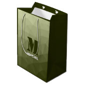 アーミーライトグリーン幾何学メッシュパターンモノグラム ミディアムペーパーバッグ (裏面アングル)