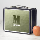 アーミーライトグリーン幾何学メッシュパターンモノグラム メタルランチボックス (インサイチュ)