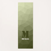 アーミーライトグリーン幾何学メッシュパターンモノグラム ヨガマット (正面)