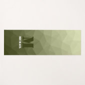 アーミーライトグリーン幾何学メッシュパターンモノグラム ヨガマット (正面(横))